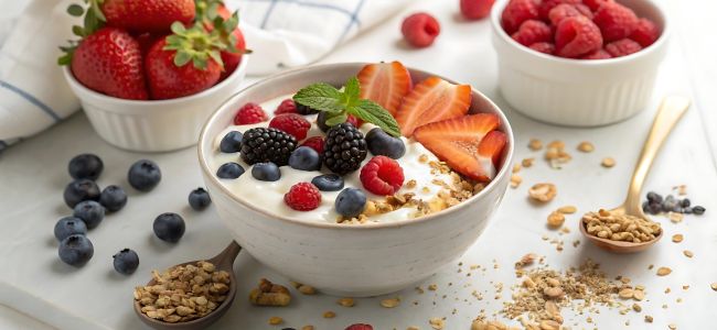 Yogurt con Granola Proteica e Frutta