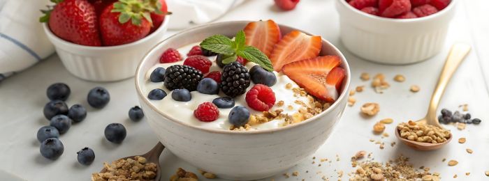 Yogurt con Granola Proteica e Frutta