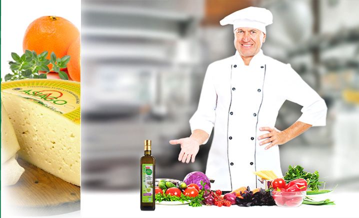 Cubi d’asiago fresco con composta d’arance al timo