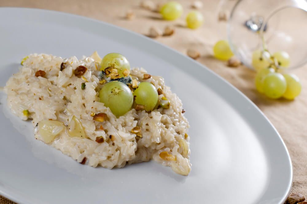 Risotto all’uva bianca e noci