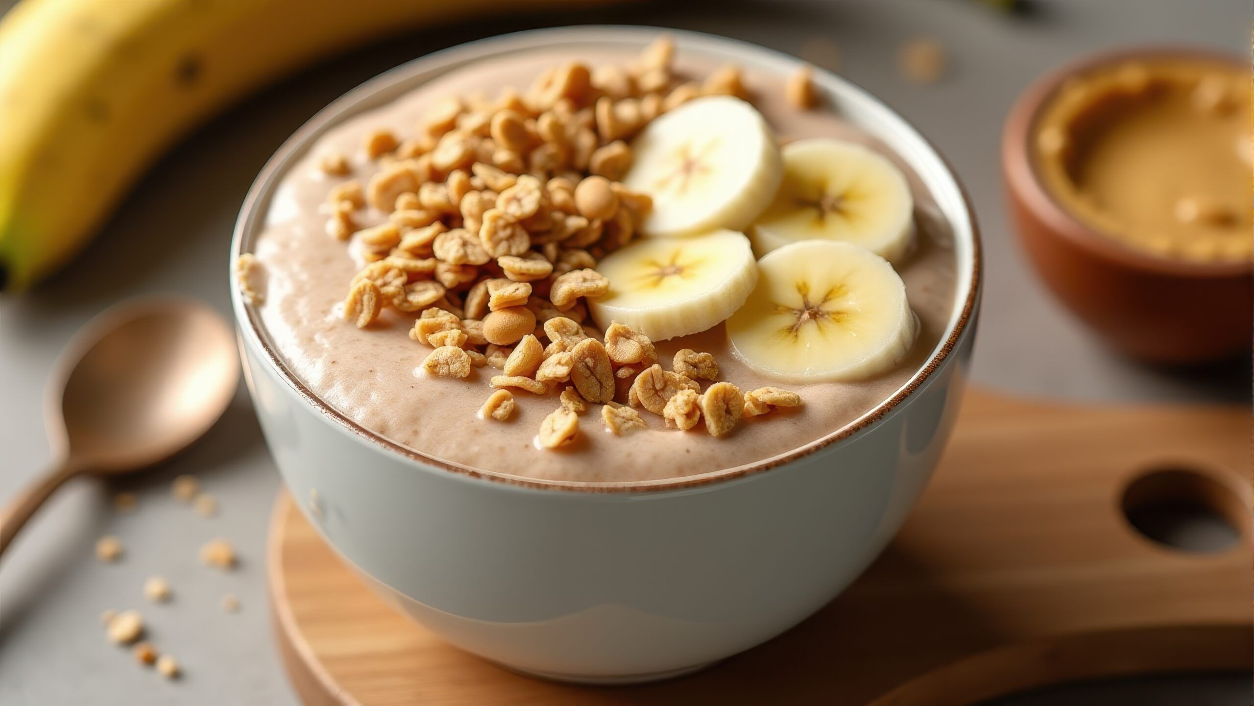 Smoothie Proteico con Granola e Burro di Arachidi