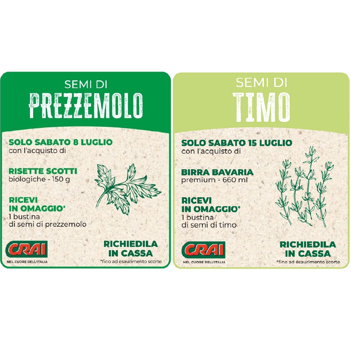 Ama Crai per l’Ambiente: tutti i sabato di luglio e agosto i semi da balcone in omaggio ai clienti